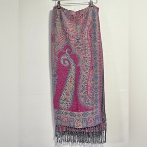 pashmina 100%  Multicolor Paisley Fringe Scarf